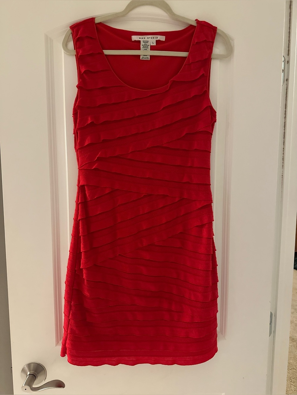 Max Studio Red Sleeveless Layered Ruffle Mini Dress
